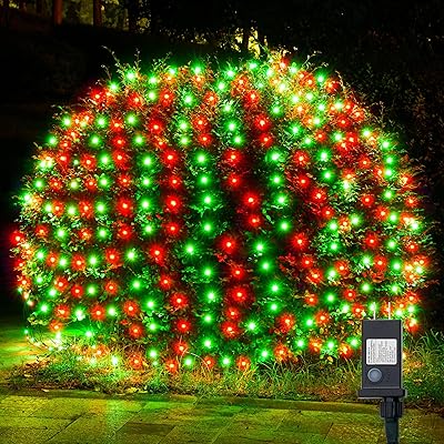 WBao Outdoor Christmas Lights, 360LED 11.5ft x 6.9ft Net Lights with 8 Modes, Timer, UL Certified, End to End Connectable, Waterproof for Lawn, Bushes, Trees Outdoor Christmas Decorations, Warm White