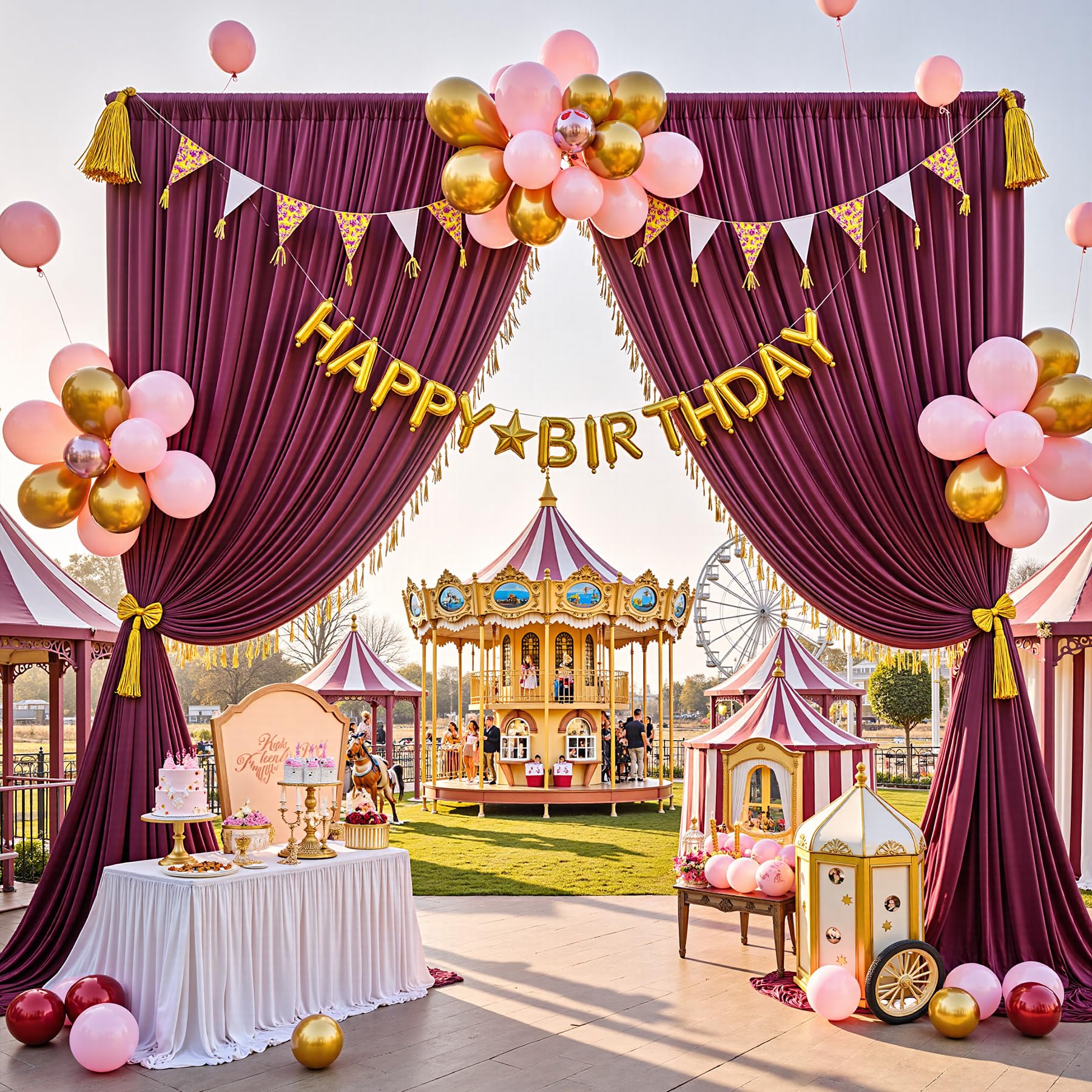 15,2 x 3,6 m Burgunderrote Hintergrundvorhänge für Partys, knitterfrei, Polyester, Burgunderrot, Fotohintergrund, Vorhänge, 10 Paneele, 3,6 m lang, für Hochzeit, Geburtstag, Fotografie, Hintergrund