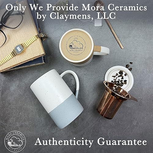 Miniatura 8 de Taza de Té Mora Ceramics con Infusor de Hojas Sueltas, Cuchara y Tapa, 12 oz, Taza de Café Apta para Microondas y Lavavajillas - Esmalte Cerámico