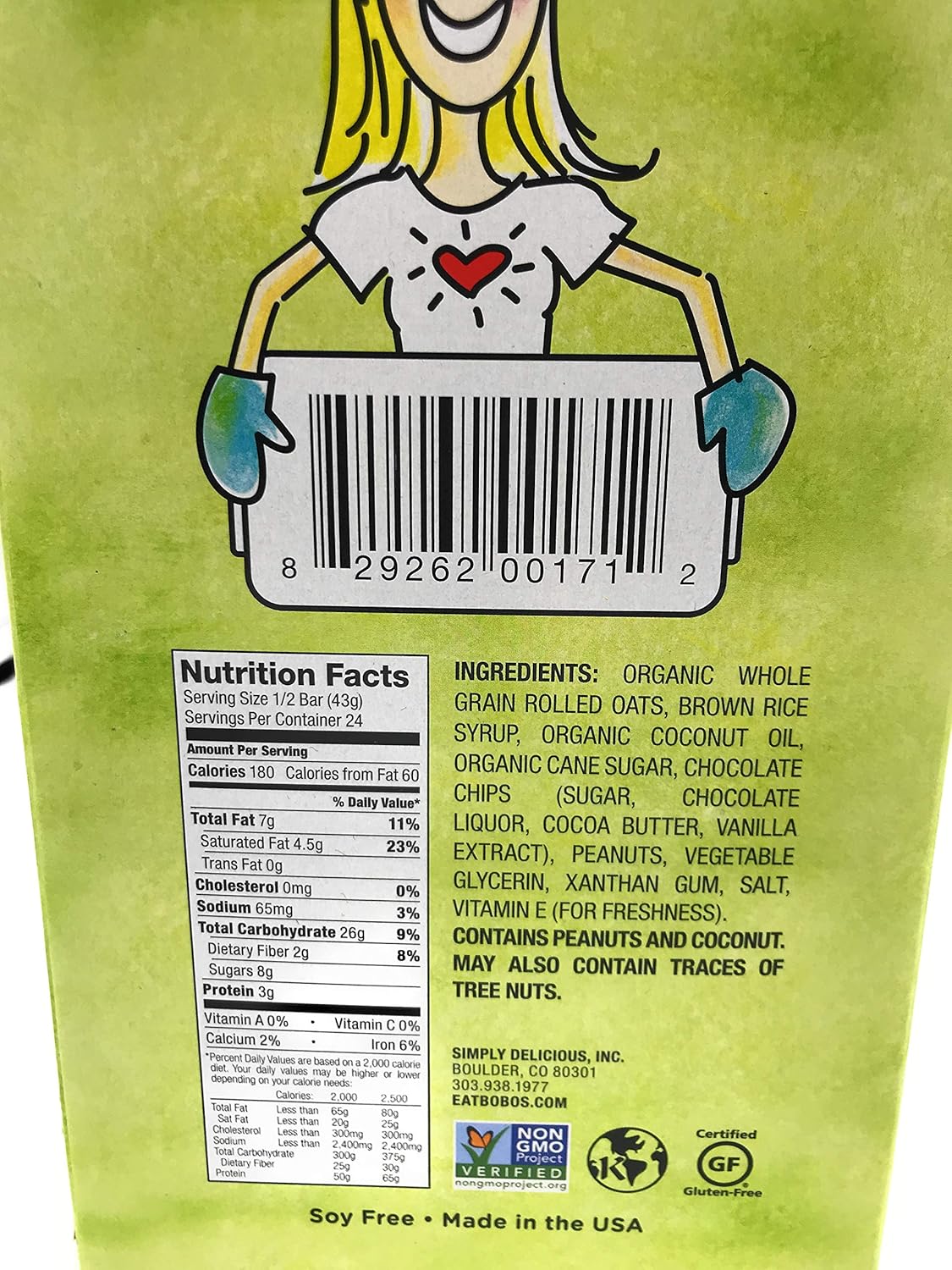 BOBOS OAT BARS Peanut Butter Chocolate Chip Oat Bar 3 Oz (Pack of 12)