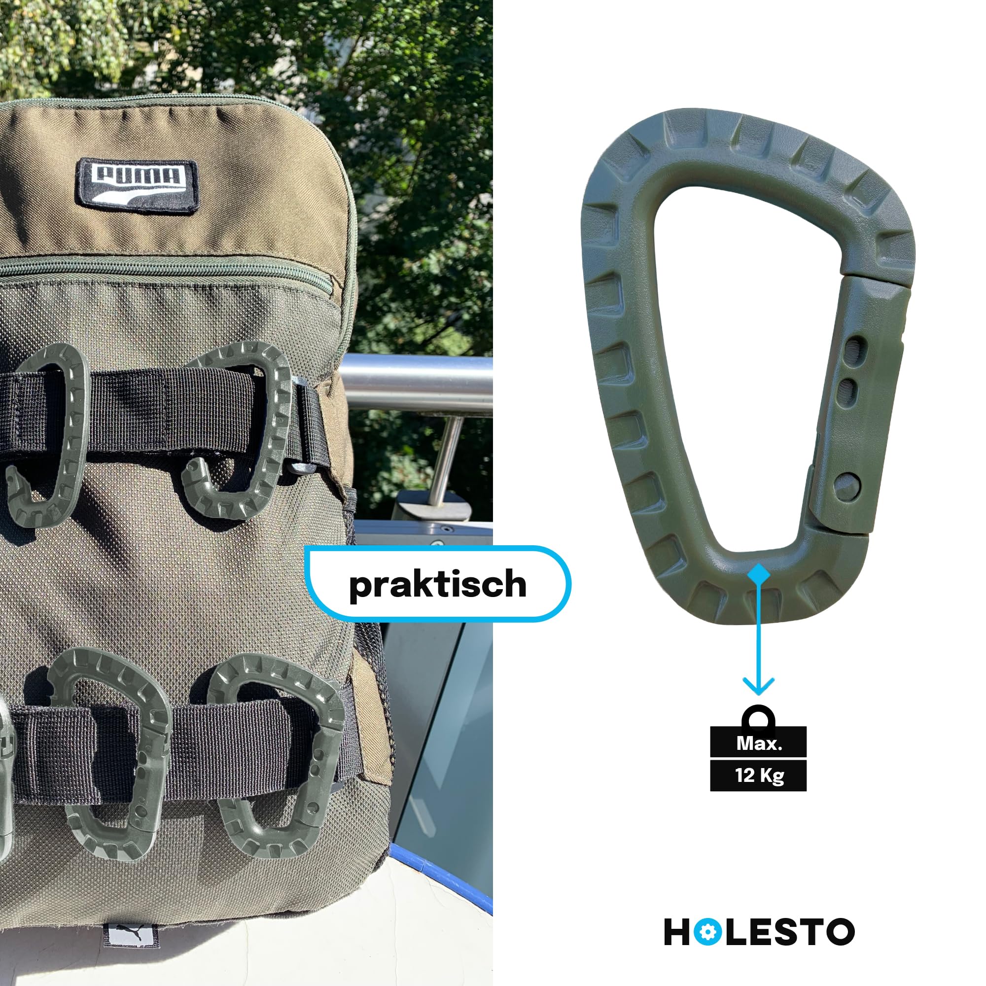 Ceeyoll 10 stuks auto locking karabijnhaken, klimmen, clips voor rugzak, camping, reizen, wandelen