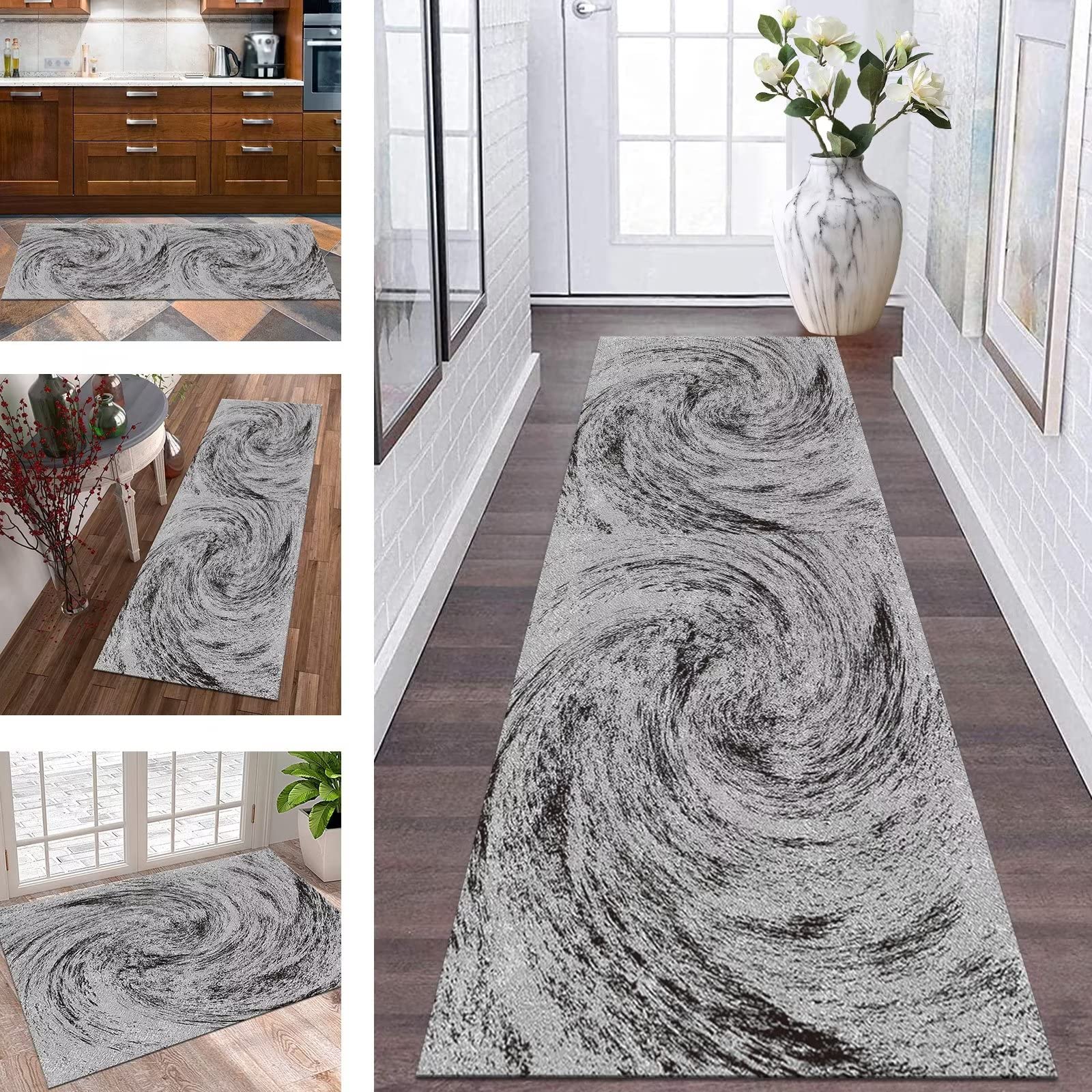 Siunwdiy Tappeto da Cucina 3 Metri Rosa rossa Passatoia Cucina Antiscivolo Lavabile 3D Motivo Floreale Tappeto Cucina Antiscivolo Tappeto Corridoio Per Cucina,Camera Da Letto,Soggiorno,70x300cm