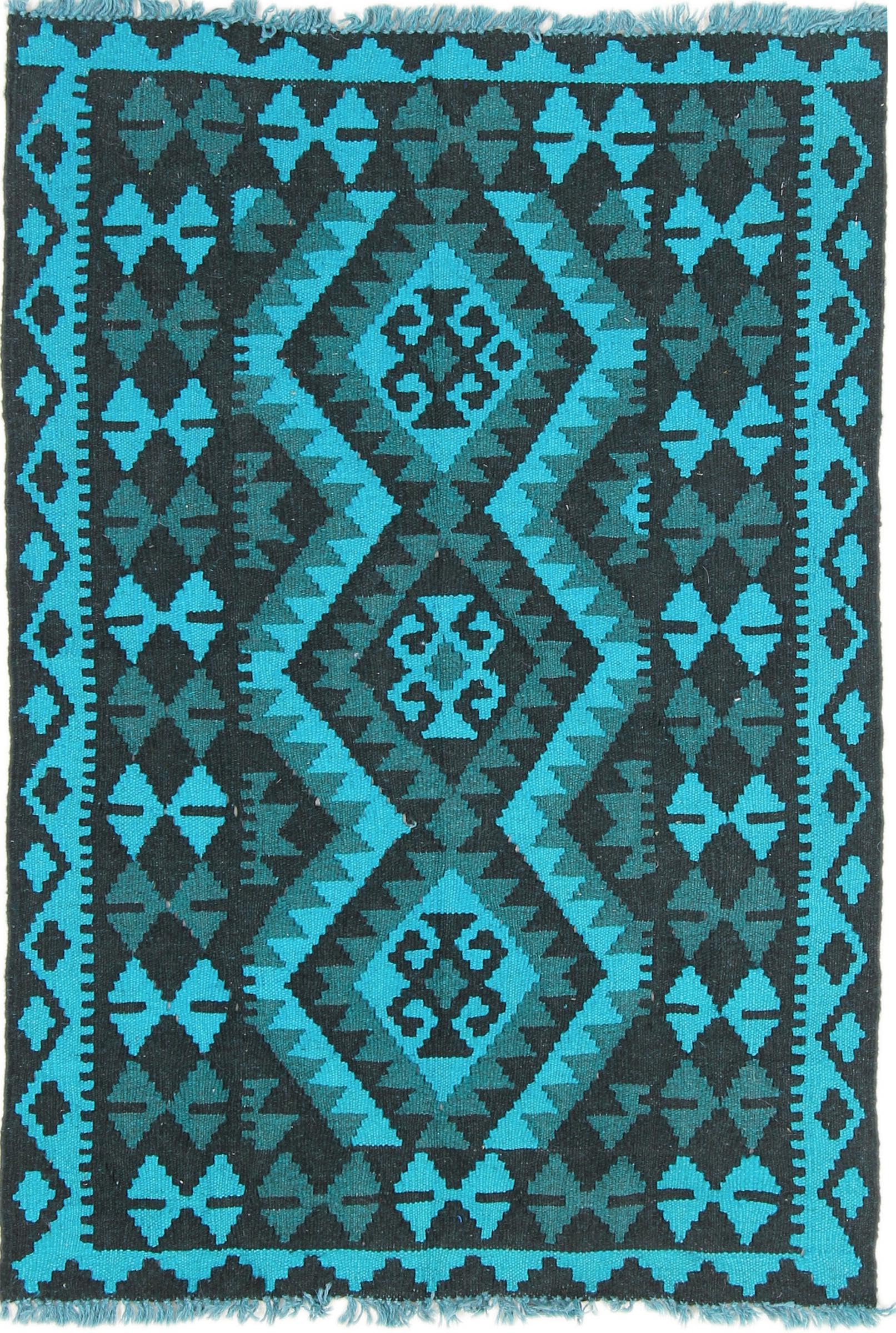 Tapis Kilim afghan en laine tissé main 83x119 | Tapis d'Orient authentique et robuste