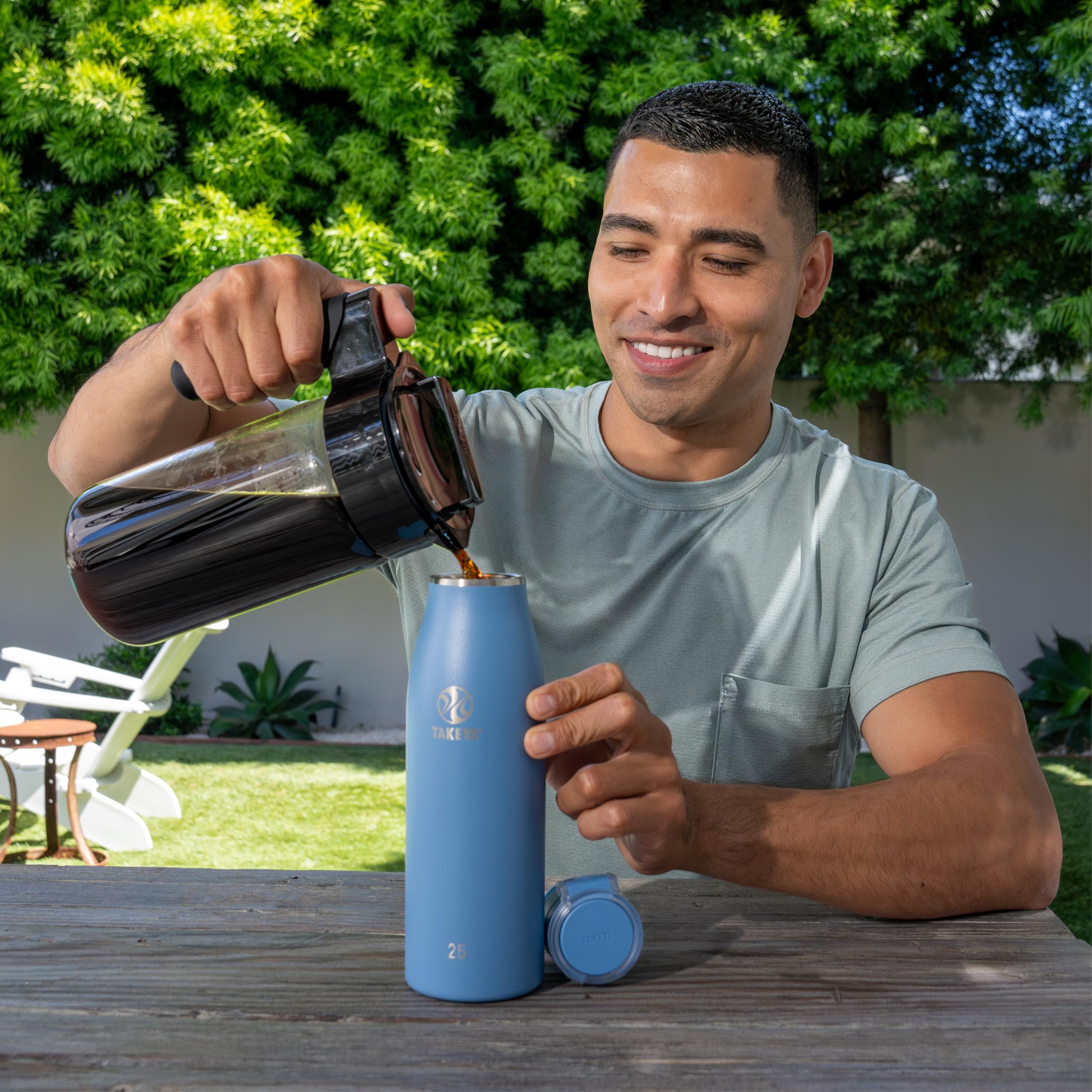 Takeya Kaltgebrühter Glas-Kaffeemaschine für Eiskaffee, luftdichter Krug, Premium-Qualität, 1 Quart, schwarzer Deckel und Griff