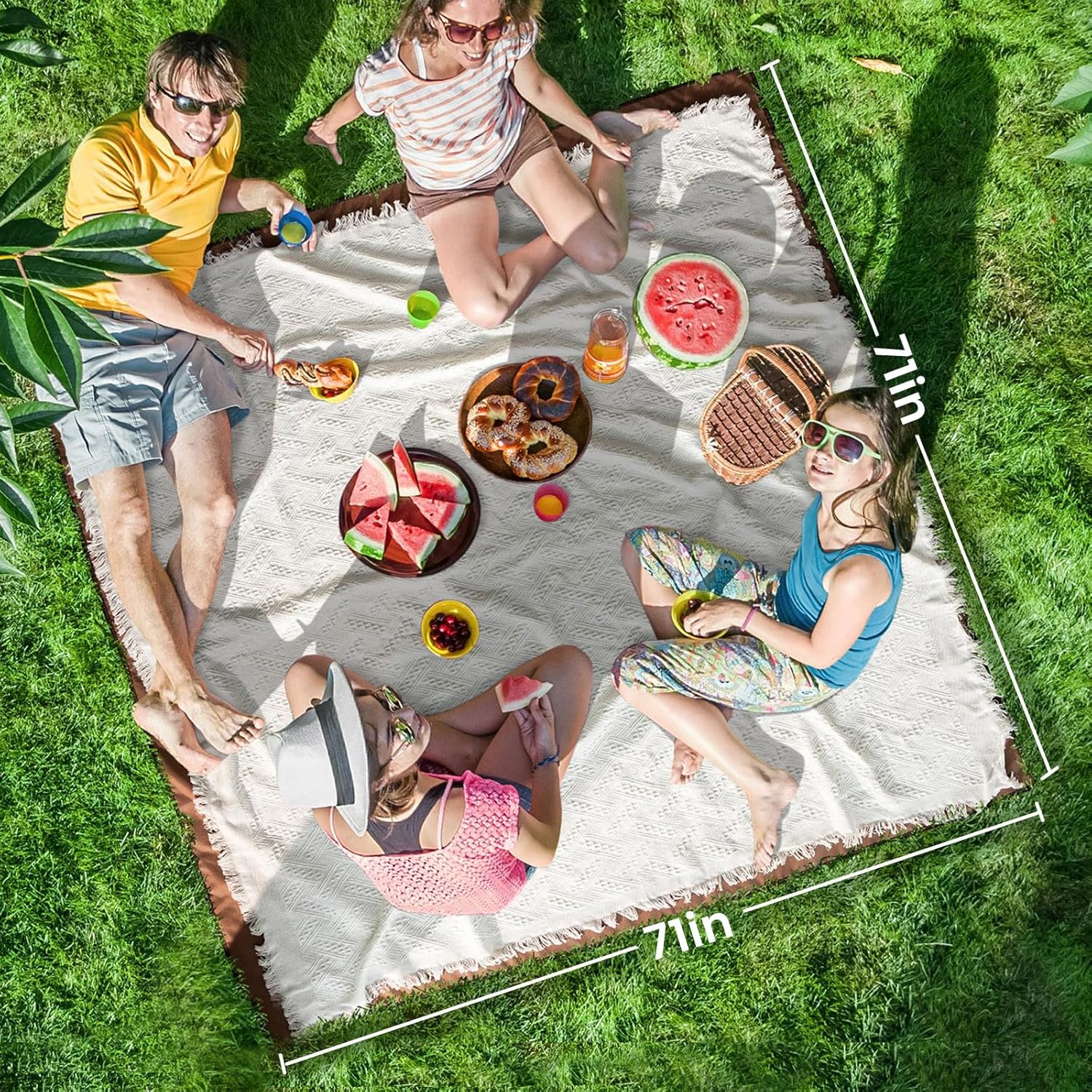 Tiny Land Picnic Blankets, 2 in1 Double Layer Waterproof Mat + Blanket, Foldable Beach Mat,Outdoor Blanket, Portable Camping Blanket, Extra Large Beach Mat, for Camping Park Beach Grass