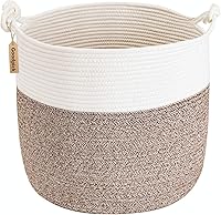 Vista 1 de Goodpick Cesta de lavandería tejida, cesta de cuerda de algodón de 15 x 14.2 pulgadas para mantas, cestas de almacenamiento de mantas suaves