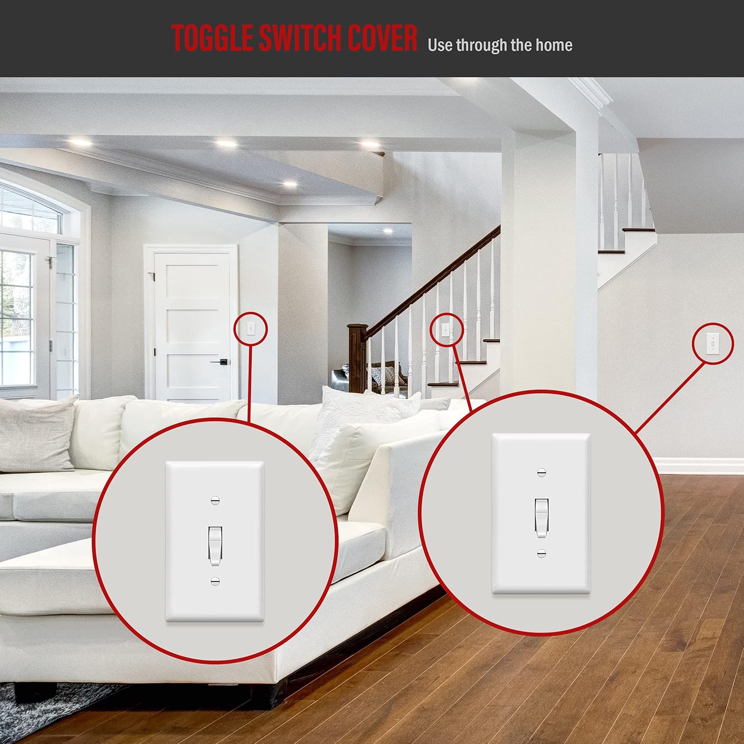 ENERLITES Toggle Light Switch Wall Plate, Gloss Finish, Standard Size 1-Gang 4.50" x 2.76", Unbreakable Polycarbonate Thermoplastic, 8811-W-40PCS, White (40 Pack)