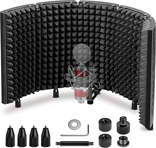 CAHAYA Escudo de aislamiento de micrófono Micrófono de estudio Espuma absorbente de sonido Profesional de escritorio o montado en soporte Equipo de