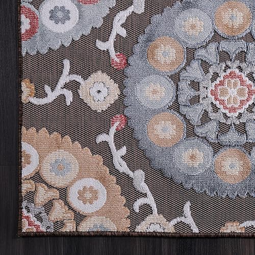 Miniatura 102 de CAMILSON Indoor Outdoor Rug 5x7 Bohemian Medallion Floral Area Rugs for Indoor and Outdoor Patios Easy-Cleaning Non-Shedding Living Room Garden and