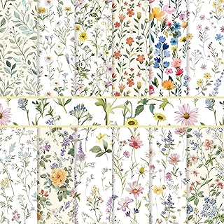24 Sheets Floral Pattern Paper Packs, 11.8"×11.8”