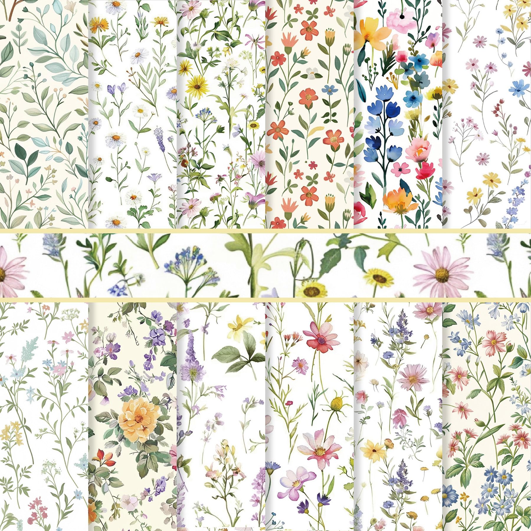 RAORAOYUE 24 Sheets Floral Pattern Paper Packs, 11.8"×11.8” Sided Decorative Craft Paper, Wildflower Pattern Papers for DIY Card Making Photo Album Journal Decor