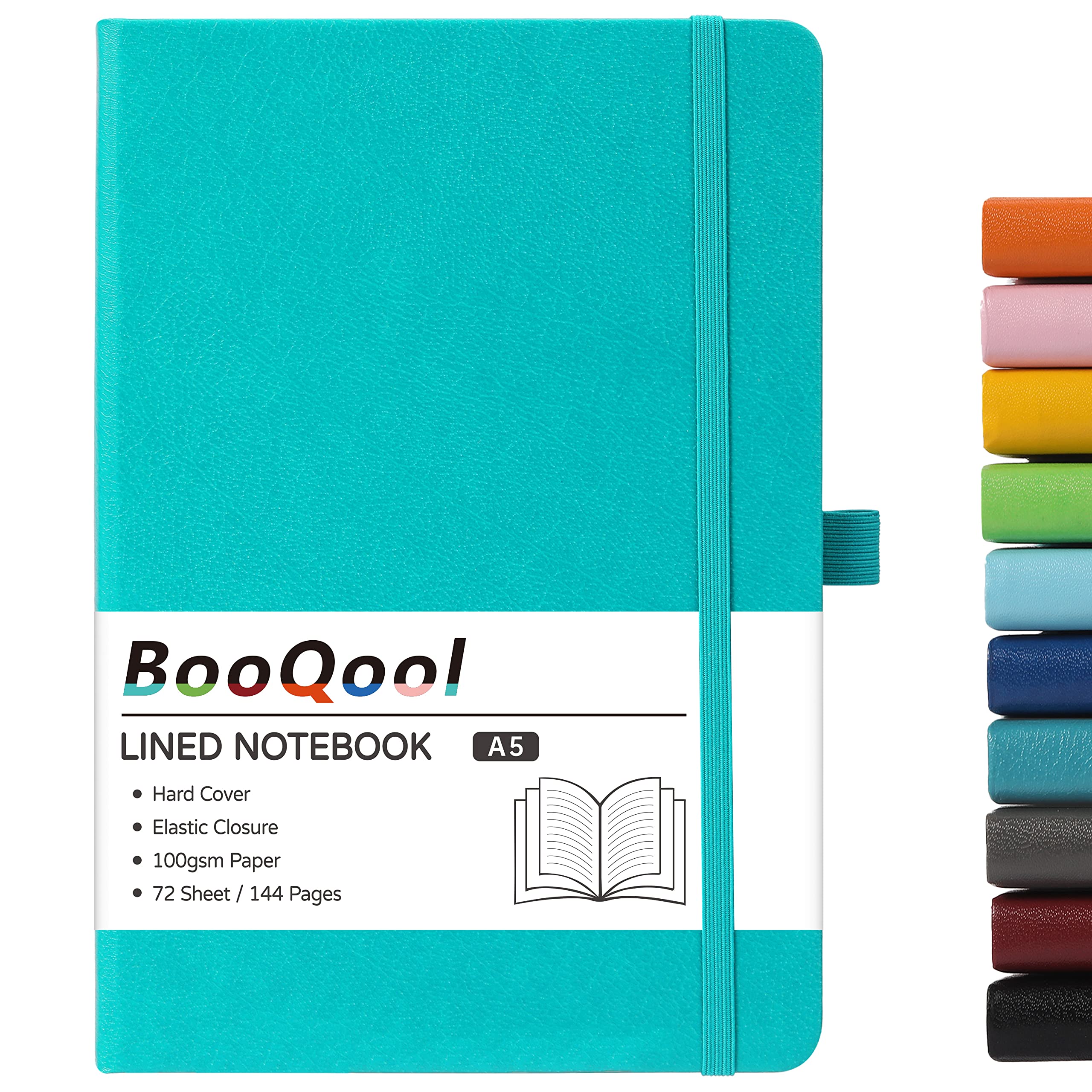 A5 Notebook - Notebook A5 with Premium Paper, Faux Leather Notebook, 5.7" X 8.4", Hardcover, 144 Pages - Lake Green