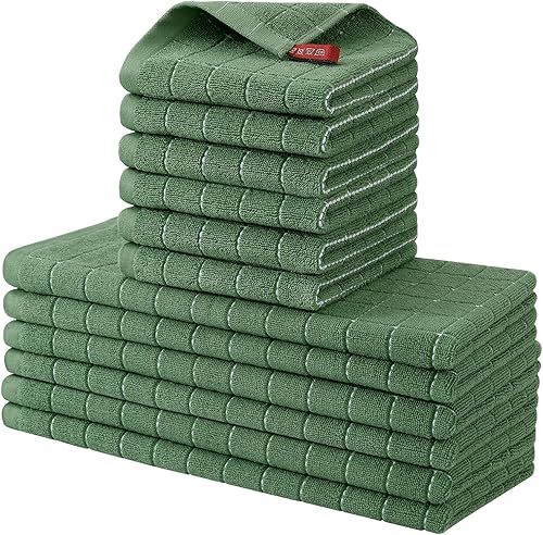 Miniatura 30 de Homaxy Juego de toallas de cocina y paños de cocina, 12 x 12 y 13 x 28 pulgadas, juego de 8 toallas de cocina de rizo de algodón a granel, diseño a