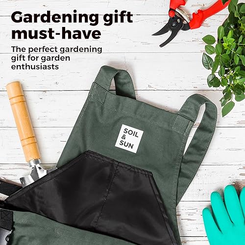 Miniatura 7 de Soil & Sun Gardening Apron with Pockets and Harvesting Pouch - Durable Canvas Design for Men and Women - Convenient Tool Storage and Effortless