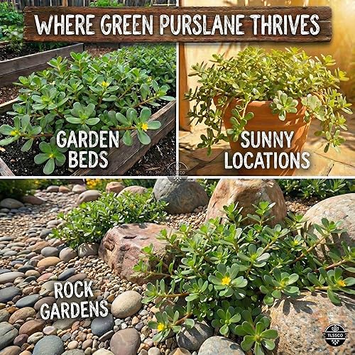 Miniatura 2 de Más de 3000 semillas de verdolaga verde para plantar, semillas no transgénicas - Crecimiento rápido, sabor auténtico - Alto rendimiento, reliquia