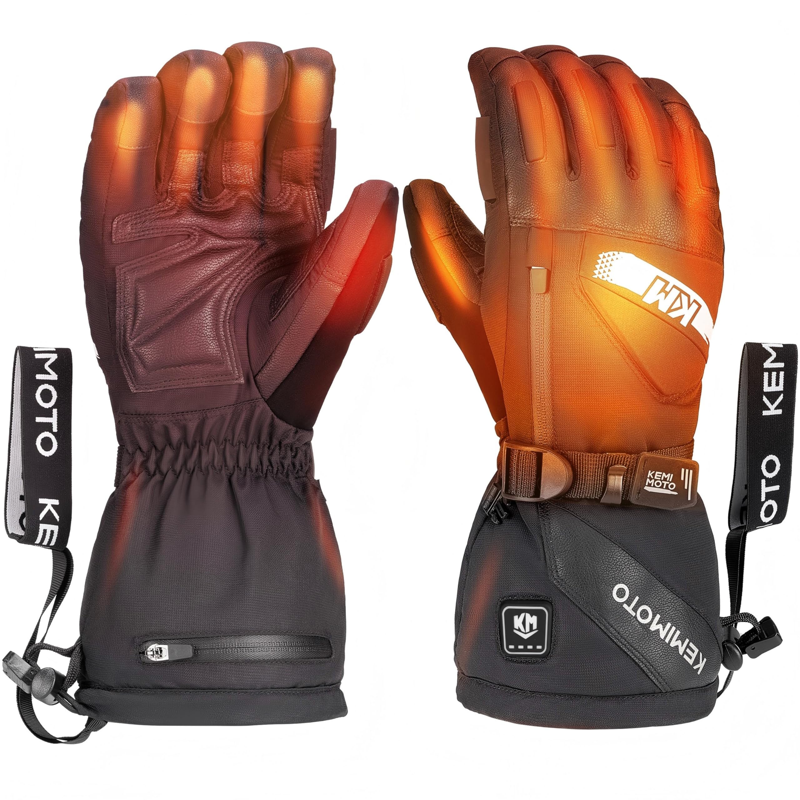 KEMIMOTO Guantes Moto Calefactables, Retención de Calor Desde -20℃ a -5℃, con Protección de Almohadilla EVA, 3 Niveles de Calefacción y 2500mAH, Esquí, Patinaje Actividades de Invierno