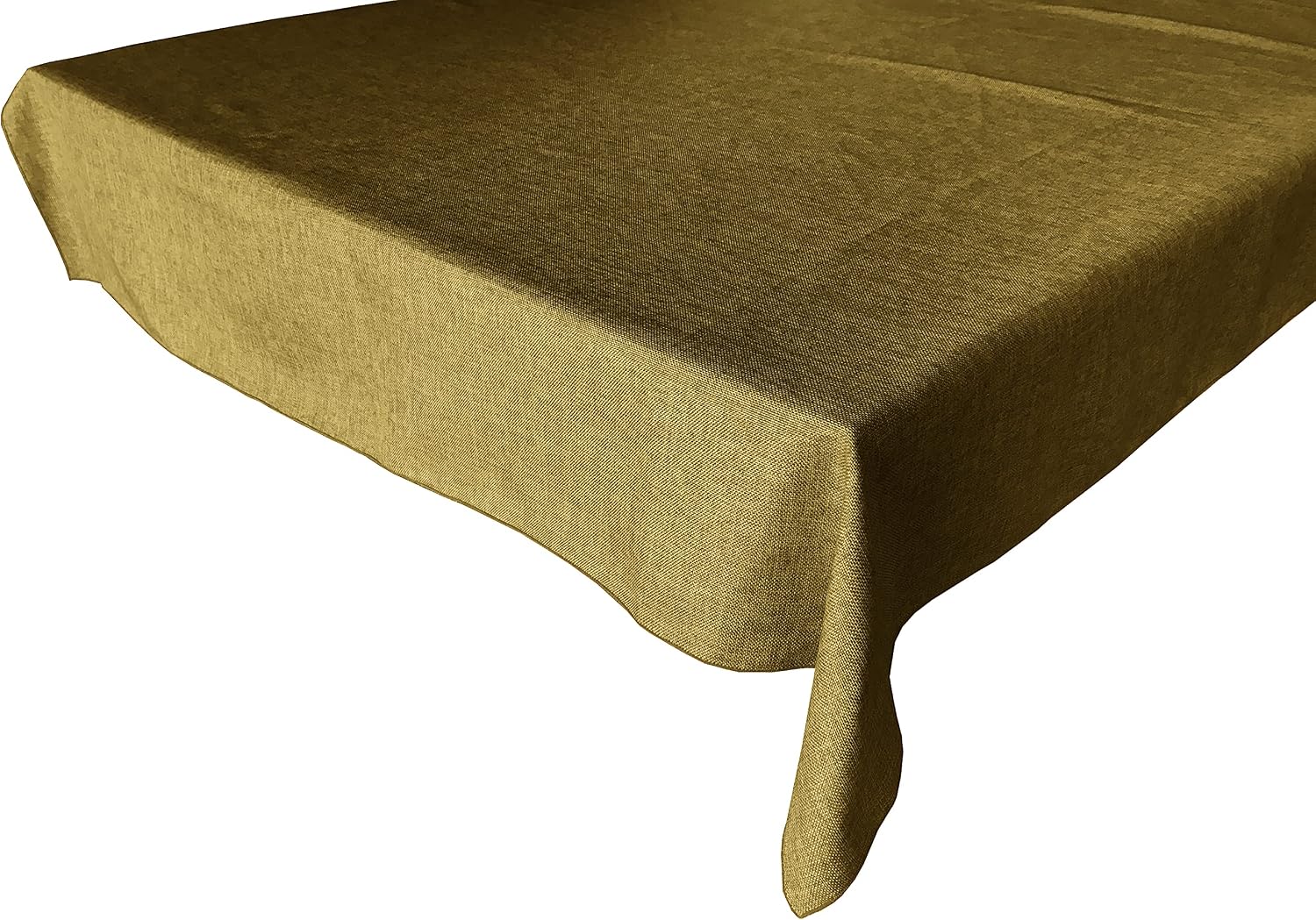 lovemyfabric Faux Burlap Style Solid Dark Gold Color Polyester Woven Tablecloth, for Outdoor Events, Farm Country Events, Premium Burlap Look, No Burlap Oder, No Messy Jute Lint (132" x 58")