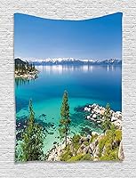 Vista 83 de Ambesonne Tapiz de palmera, impresión de imagen de atardecer tropical, estilo vintage, playa de verano, para colgar en la pared para dormitorio