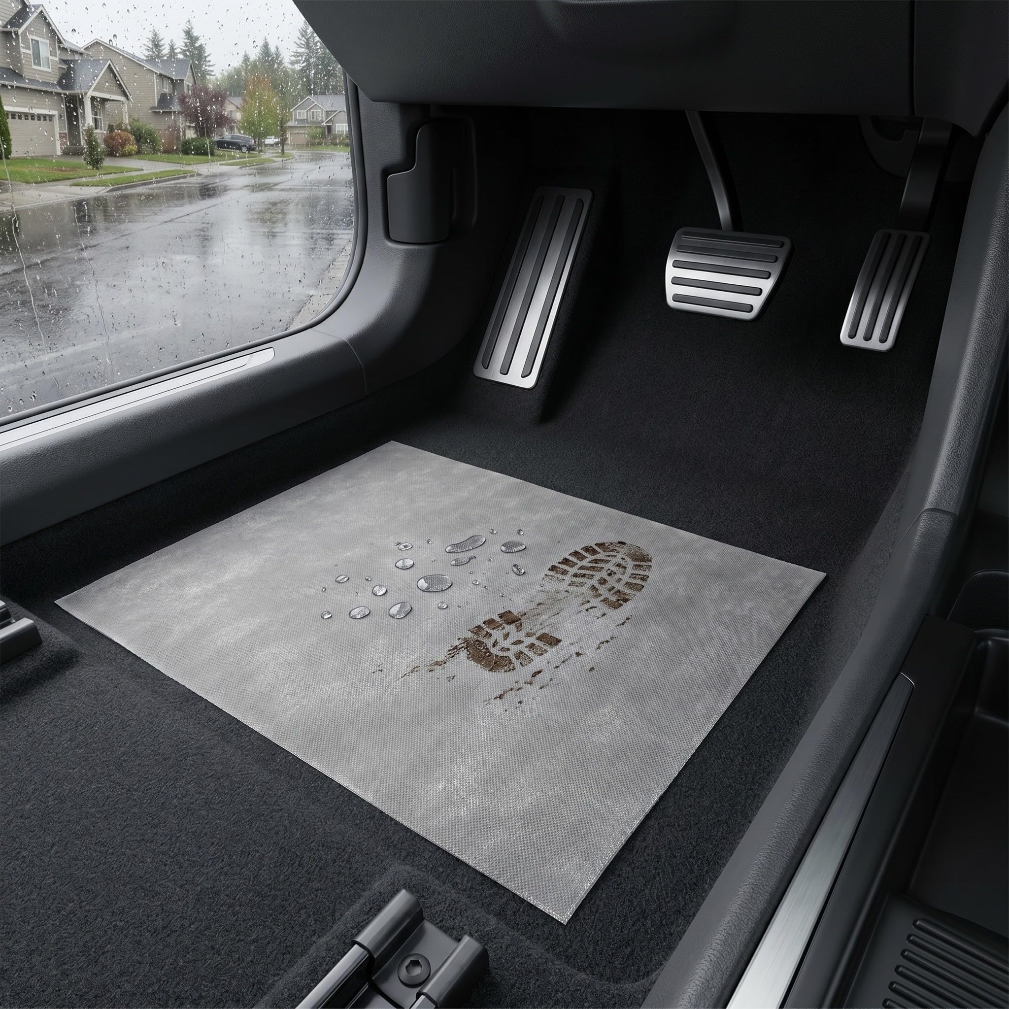 Healvian Tapis de Sol Voiture en Tissu Non Tissé Antidérapant Surface Capturant Les Débris, Adapté pour Voiture et SUV, pour L'entretien Automobile