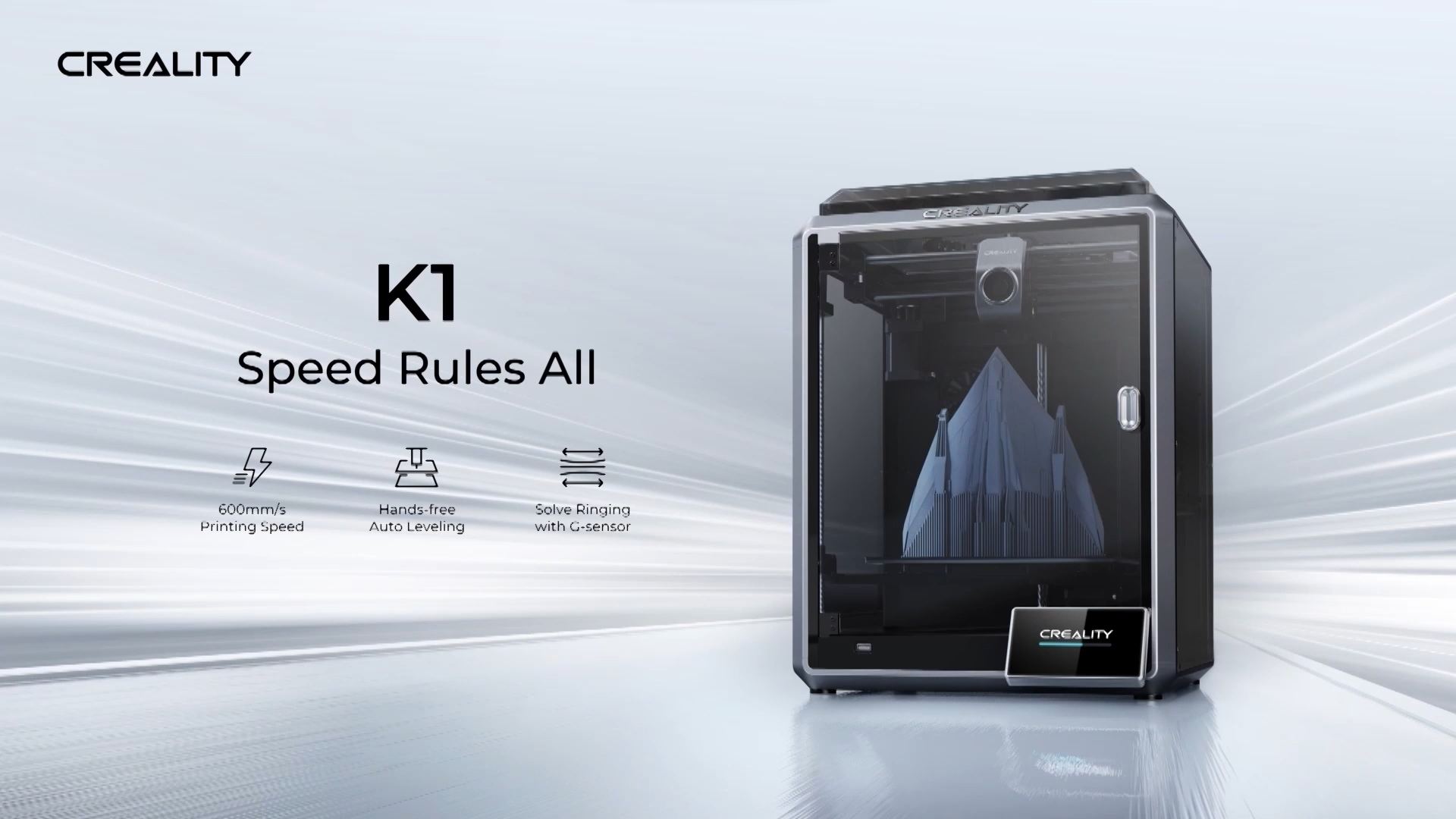 Official Creality K1 3D Printer, 600mm/s 20000mm/s² Fastest High
