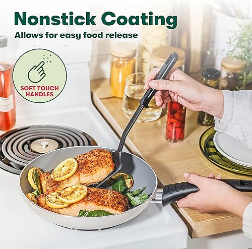 Miniatura 3 de BELLA Juego de utensilios de cocina, ollas y sartenes con utensilios, superficie de cocción antiadherente sin PFOA resistente a los arañazos