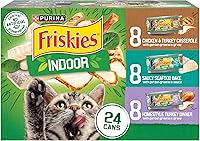 Friskies Indoor Wet Cat Food Variety Pack 24ct, 5.5oz Cans - Chicken Turkey Casserole, Saucy Seafood Bake, Homestyle Turkey Dinner