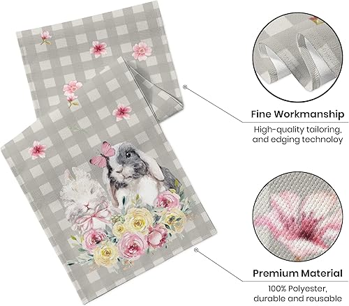 Miniatura 23 de JOOCAR Telas de tapicería de búfalo verde a cuadros Luck Sharmrock San Patricio, camino de mesa de 72 pulgadas de largo, gnomo de amor, camino