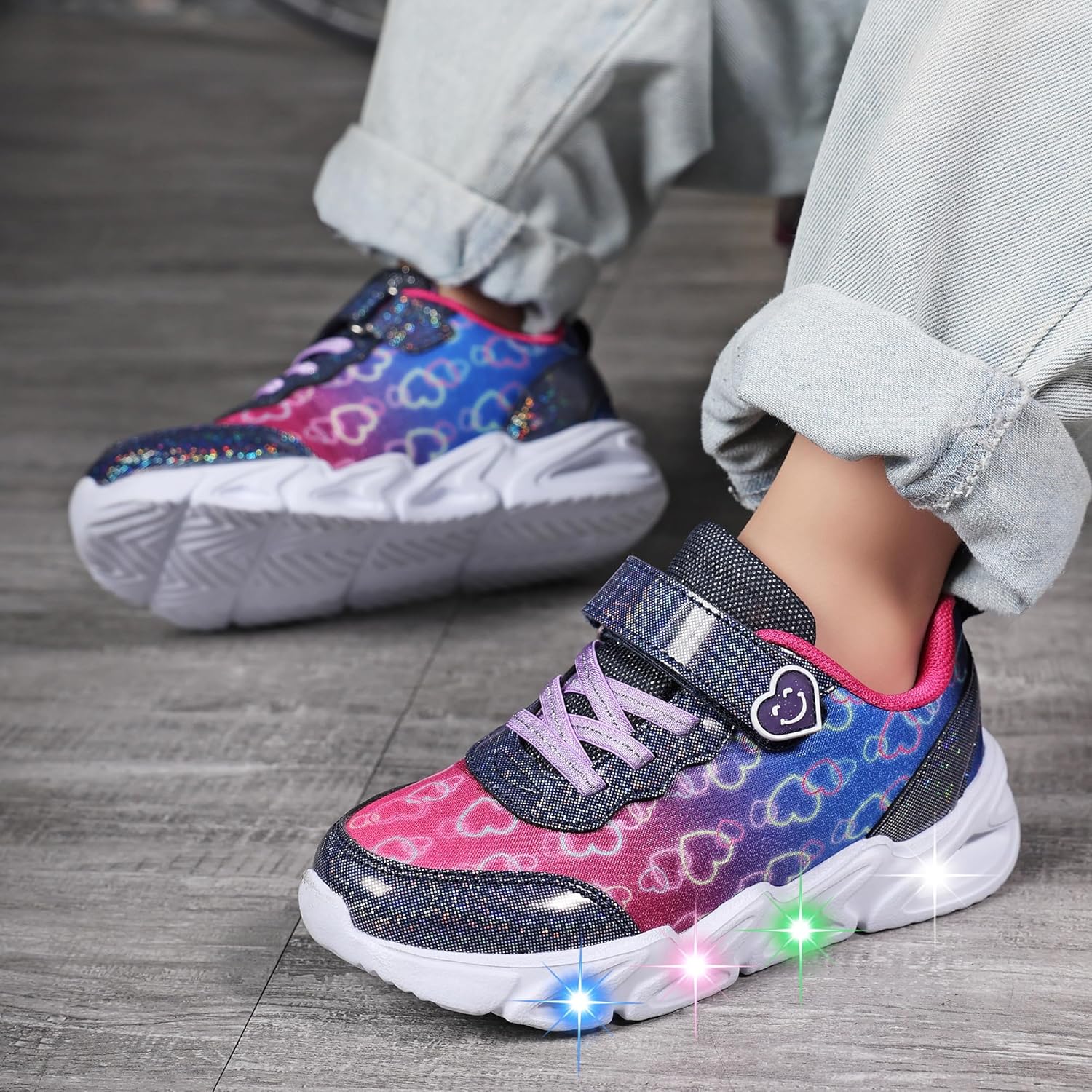 Light Up Toddler Girls Boys Shoes LED Sneakers Lightweight Breathable Adjustable Strap for Toddler/Little Kids - Image 2