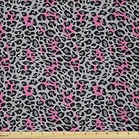 Vista 97 de Ambesonne The Yard, tela de mariquitas de The Yard, flores exóticas hibisco hawaiano follaje ilustración botánica flor de primavera, tela