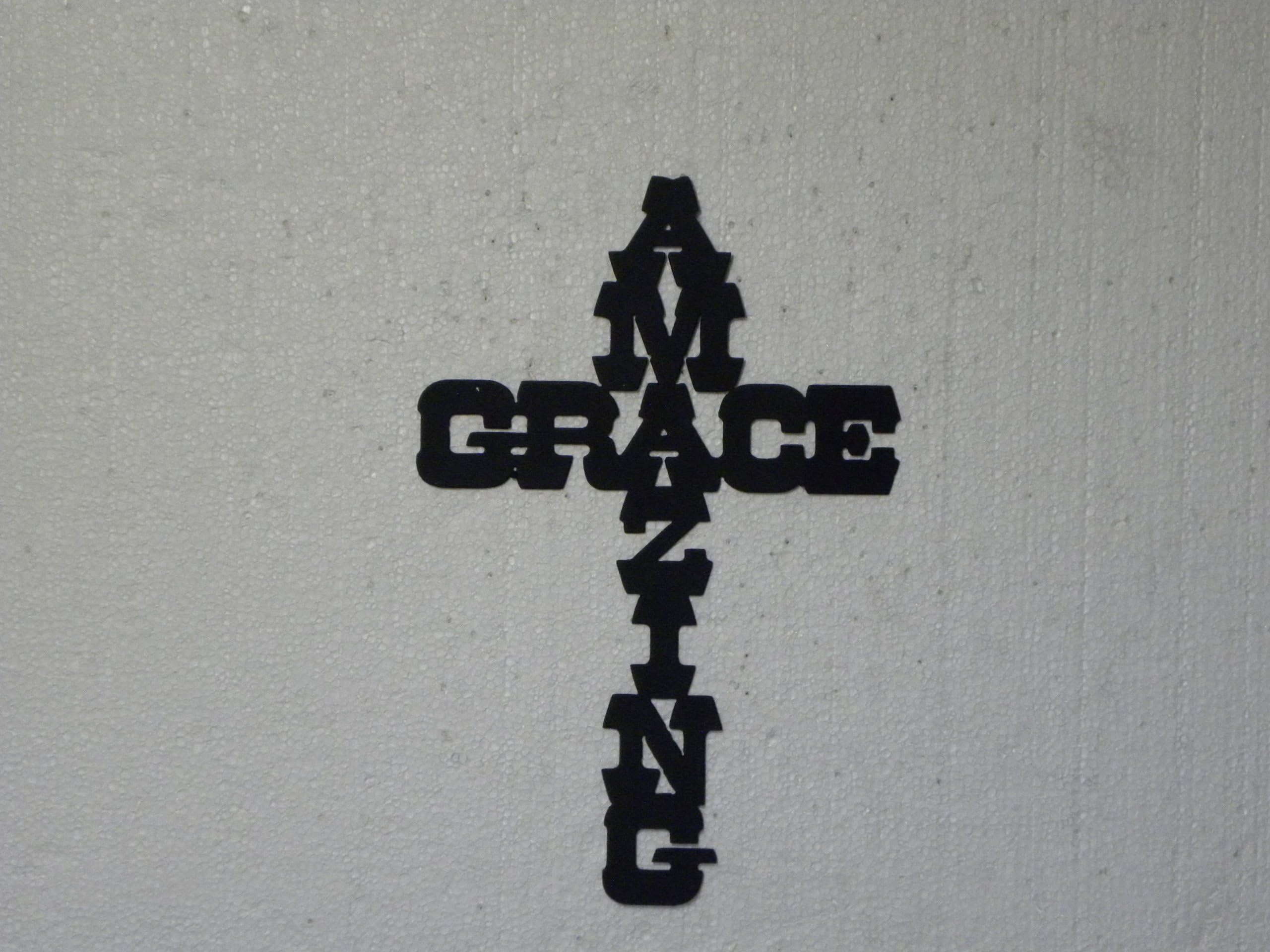 Amazing Grace Wall Cross Modern Metal Wall Sign Religious Home Decor