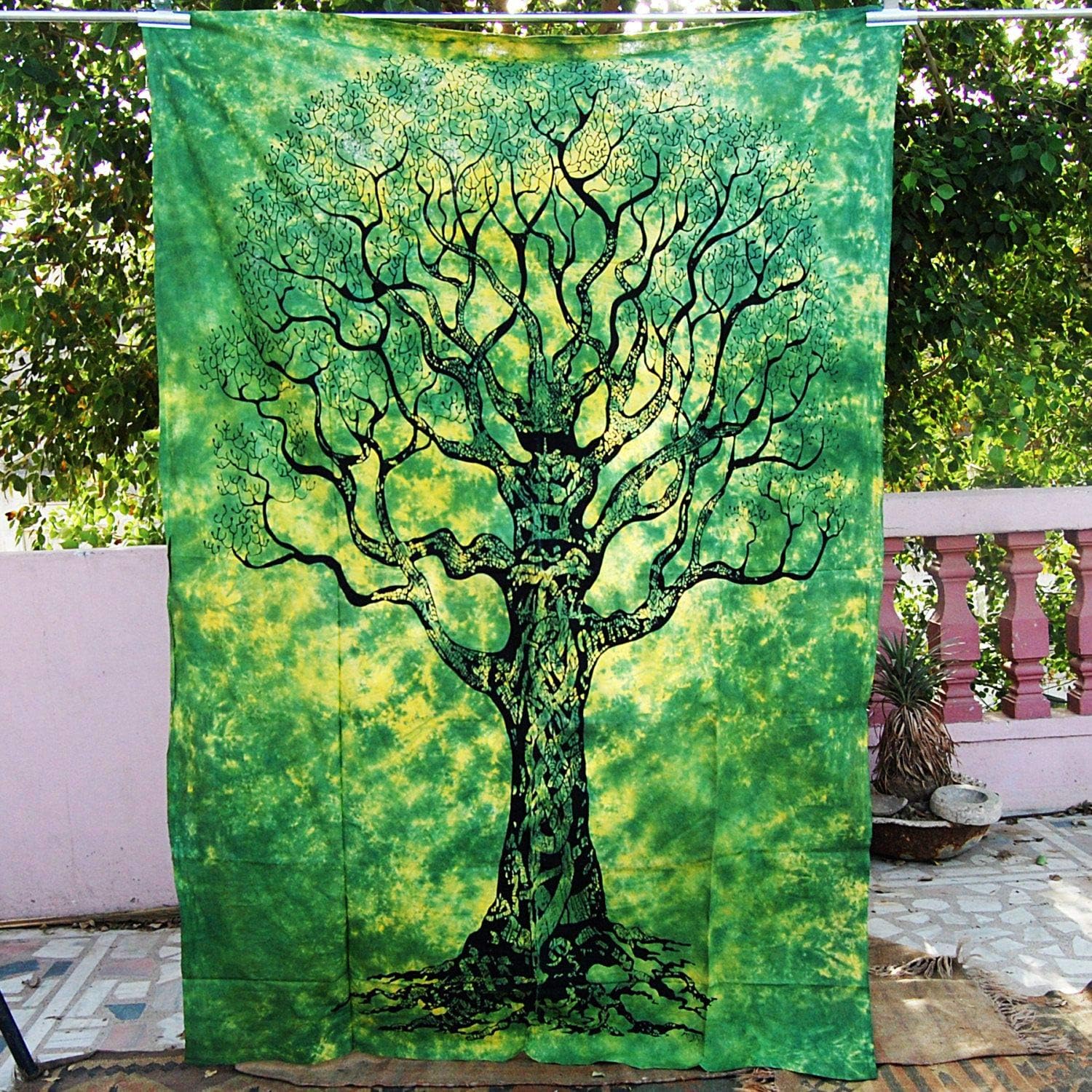 Jaipur Handloom Green Forest Tapestry Wall Hanging Tree Landscape Large Tapestries Trees Tapestry Nature Tapestry Bohemian Psychedelic Wall Tapestry for Bedroom Living Room Dorm