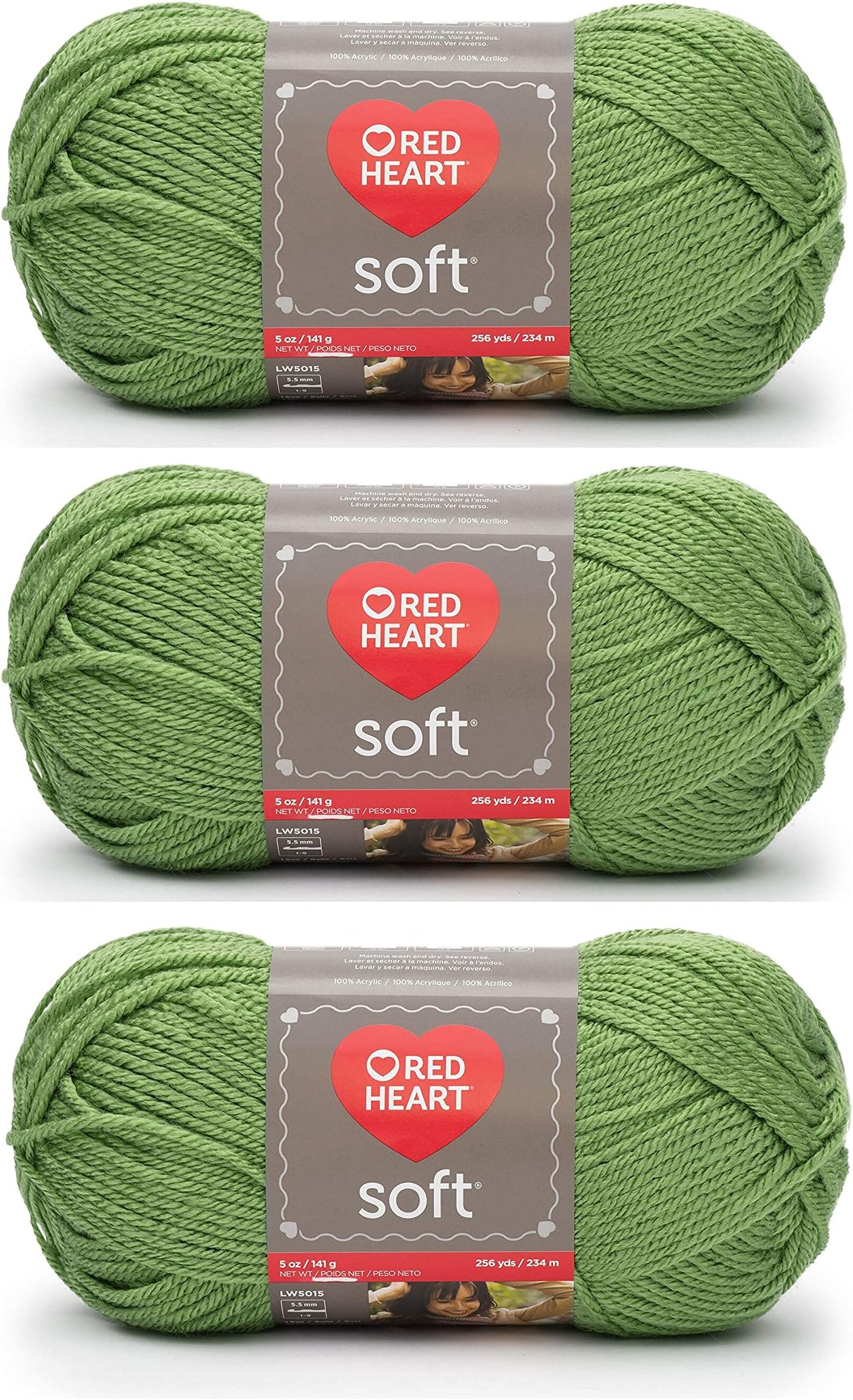 Red Heart Soft Yarn (3-Pack) Guacamole E728-4420