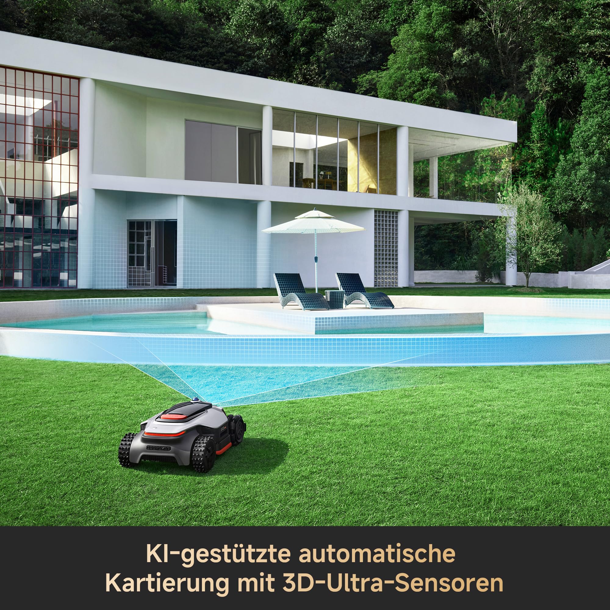 DREAME A3 AWD Pro 3500 Robot-Rasenmäher, für 3500 m², 4WD-Nabenmotoren, ohne RTK, 360° 3D-LiDAR & KI-Vision, Steigfähigkeit bis zu 80% (38,7°), EdgeMaster 2.0: ＜ 4 cm Kantenpräzision - 4