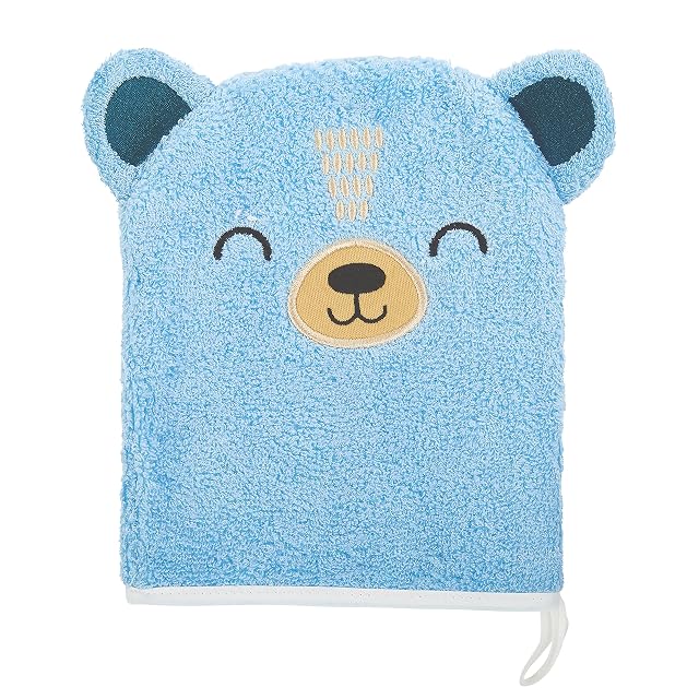 C R Gibson BMIT-24245 Cute Bear 100 Cotton Gender Neutral Baby Wash Cloth Bath Mitt 6 625 W