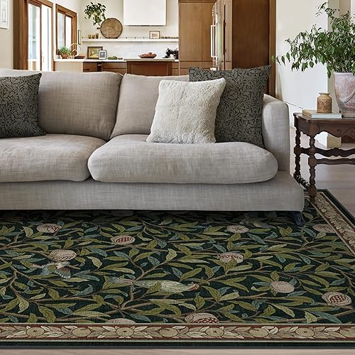 Vista 288 de RUGGABLE x Morris & Co Tapete prémium de pasillo lavable, para pasillo, cocina, entrada, sala de estar, dormitorio u oficina, con base Madreselva