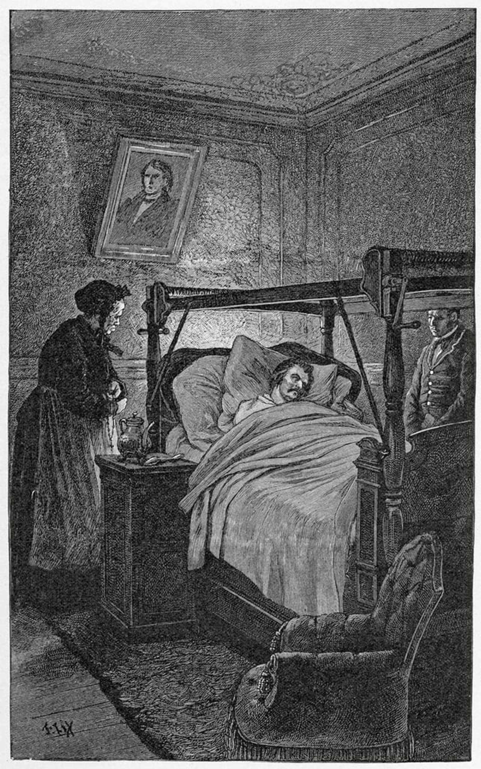 ARTXLXXBN Famous Painting Art Wall Decor Abstract Art Picture Death of Balzac by Frederic Theodore Lix Animal Pictures for Home Decor 60x90cm