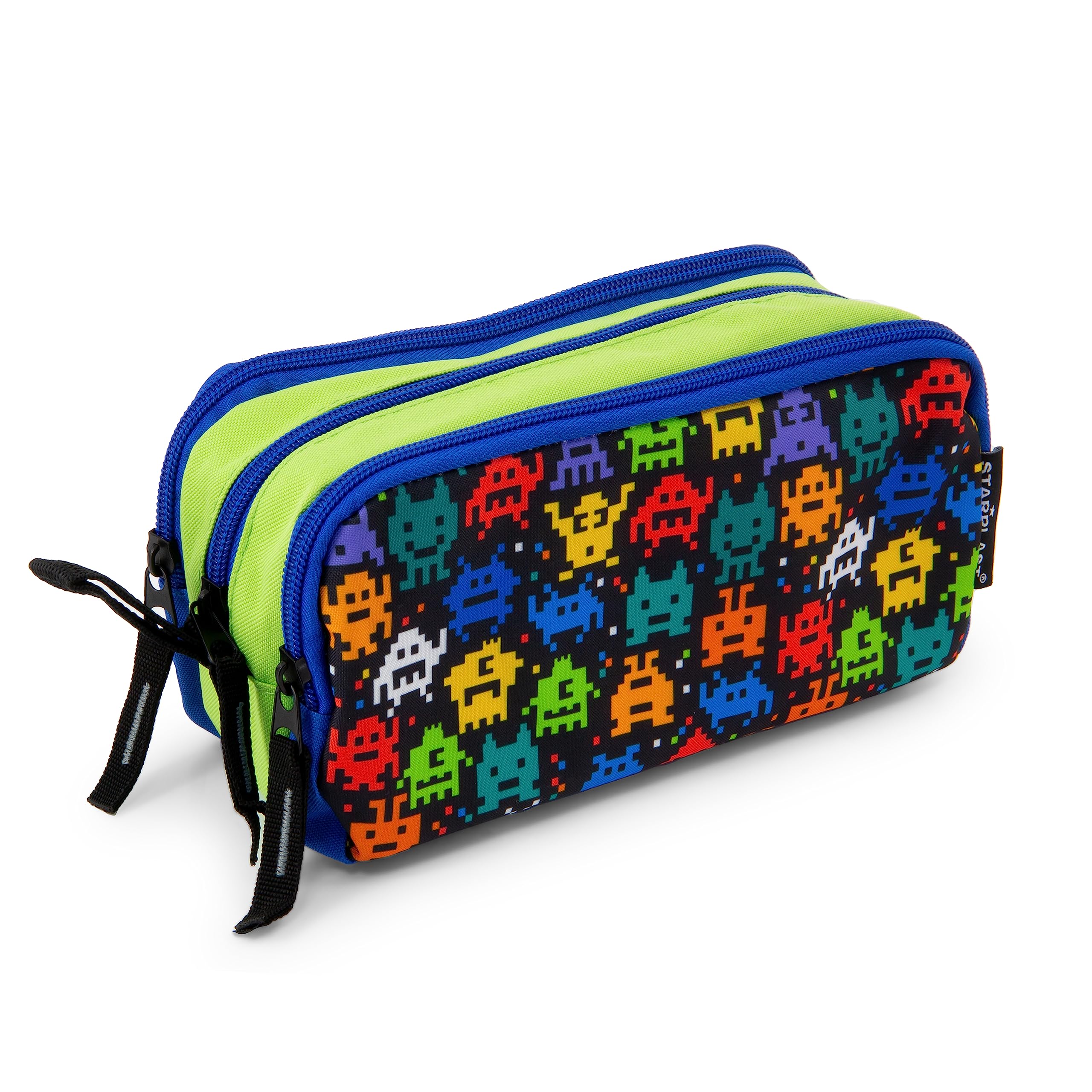 Starplast Estuche Escolar Porta Todo, 3 Cremalleras, 3 Compartimentos, Gran Capacidad, Multiuso, para Uso Escolar, Trabajo, Universidad - INVASOR