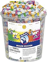 Frigeo Ahoj-Brause Ahoj-Brause Brause-Brocken–extra große Brause-Stücke in vier prickelnden, süß-sauren Geschmacksrichtungen, Brause-Würfel einzeln verpackt, im Vorrats-Pack, 200 Stück im 1,6 kg Eimer
