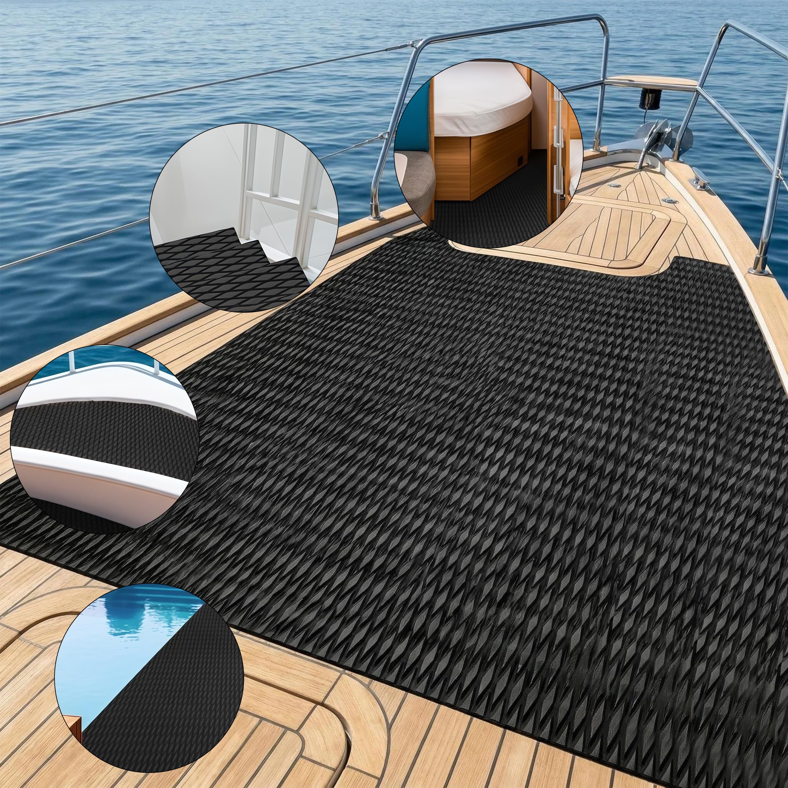 Eva Schaum Boot Bodenbelag, 5mm rutschfeste Eva Foam Bootsteppich, Selbstklebend Schaumgummi Matte für Jachten Motorboot Wohnmobil Fischerboot