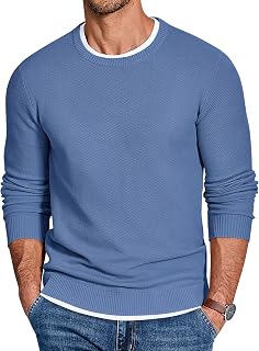 COOFANDY Mens Crewneck Sweater Slim Fit Lightweight Knit Pullover Casual Dress Crew Neck Pullover Sweaters