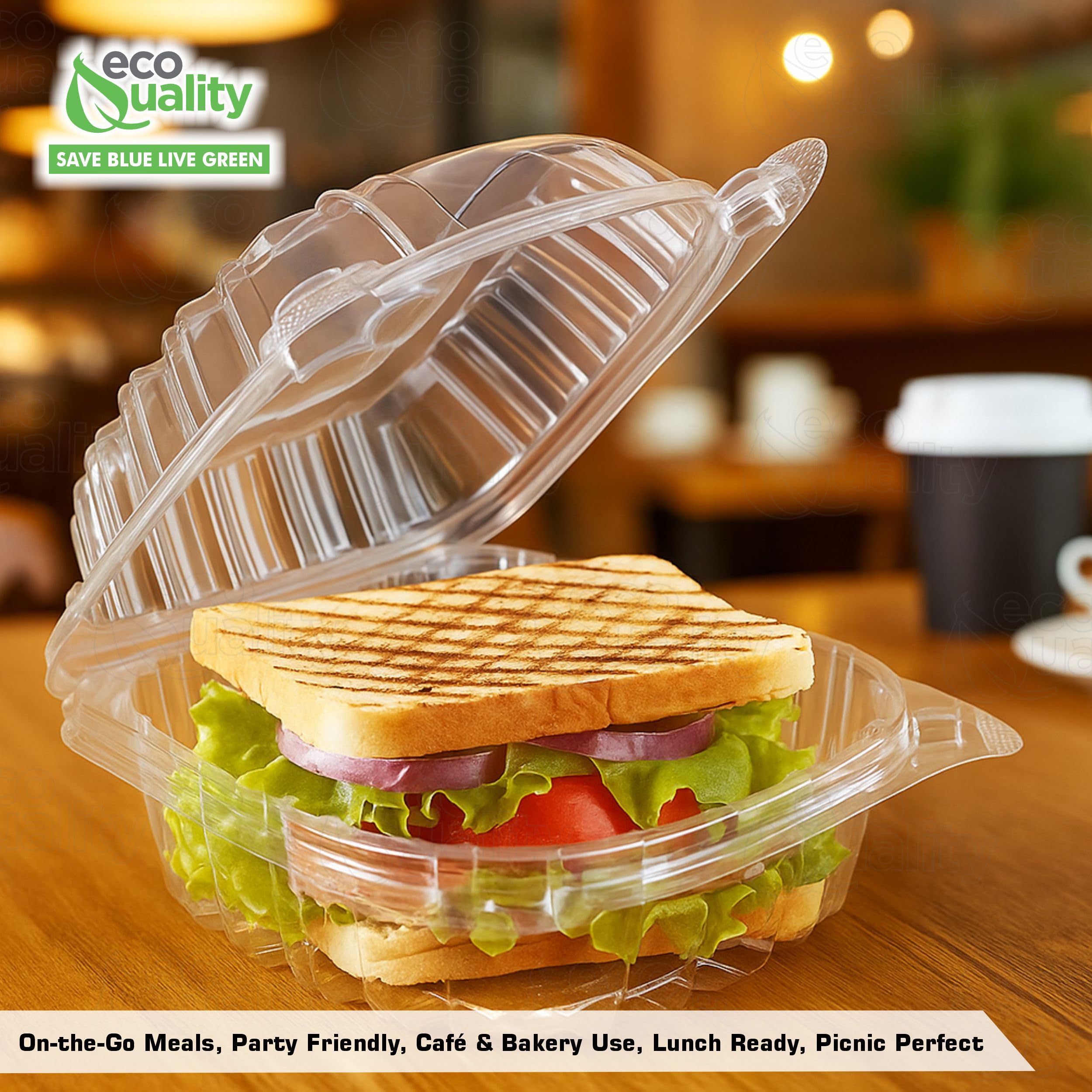 Amazon.com: [150 PACK] 6x6 Clear Plastic Clam Shell Take Out Food
