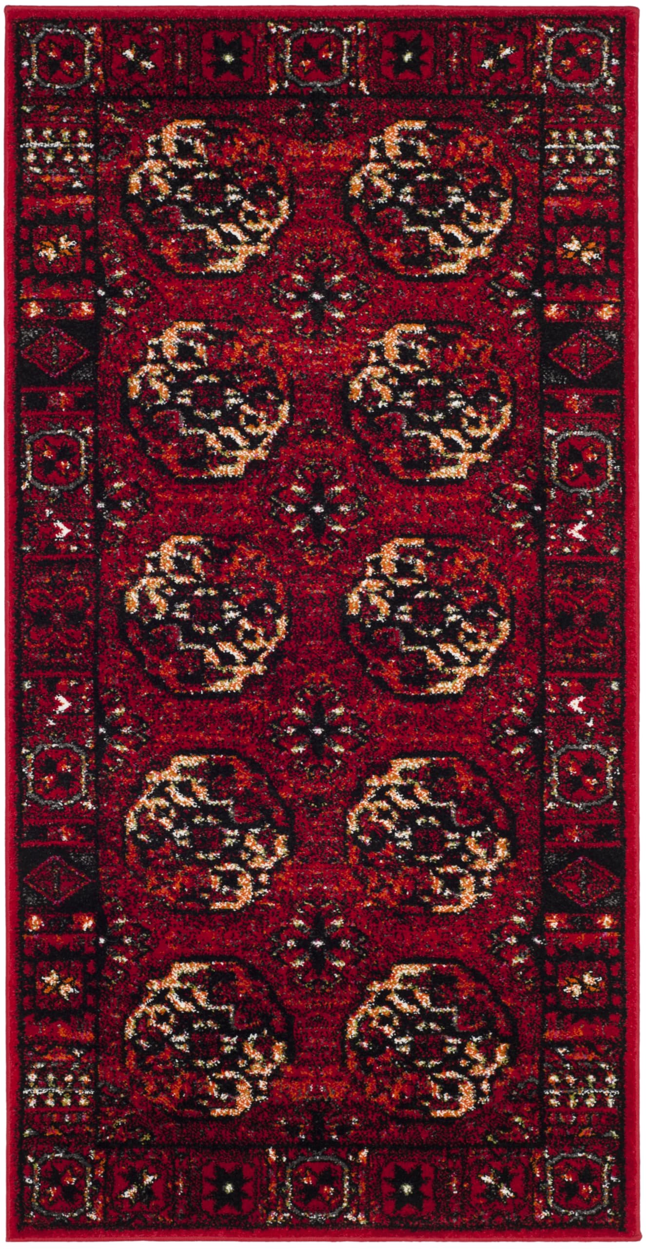 SAFAVIEH Tappeto Tradizionale per Soggiorno, Sala da pranzo, Camera da letto - Persian Collection, A Pelo Corto, Rosso e Multi, 79 X 152 cm