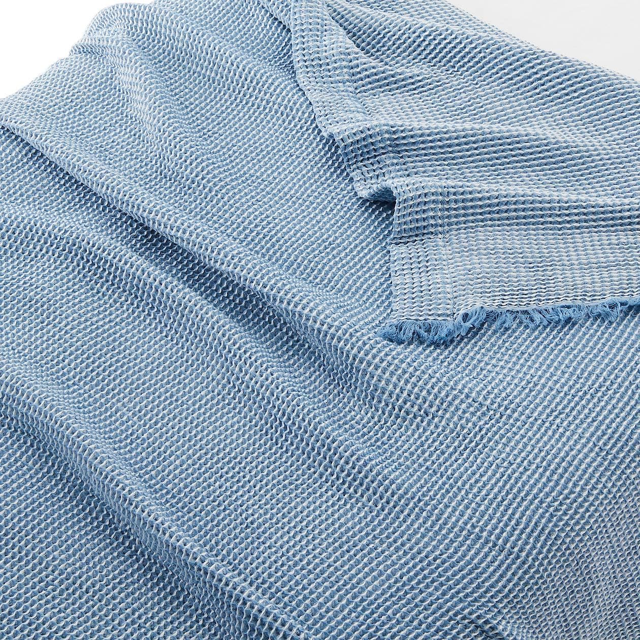 Muji Cotton Waffle Blnket - S (Blue/Off White)
