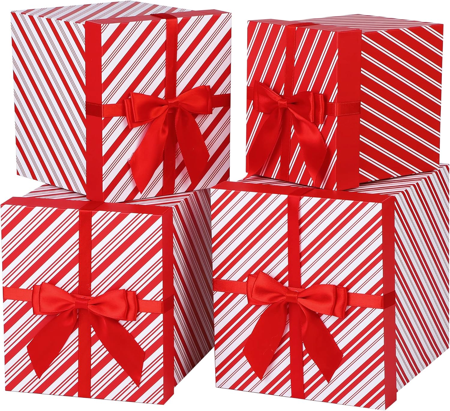 ANVAVO 4 Pieces Christmas Nesting Gift Boxes with Lids Red