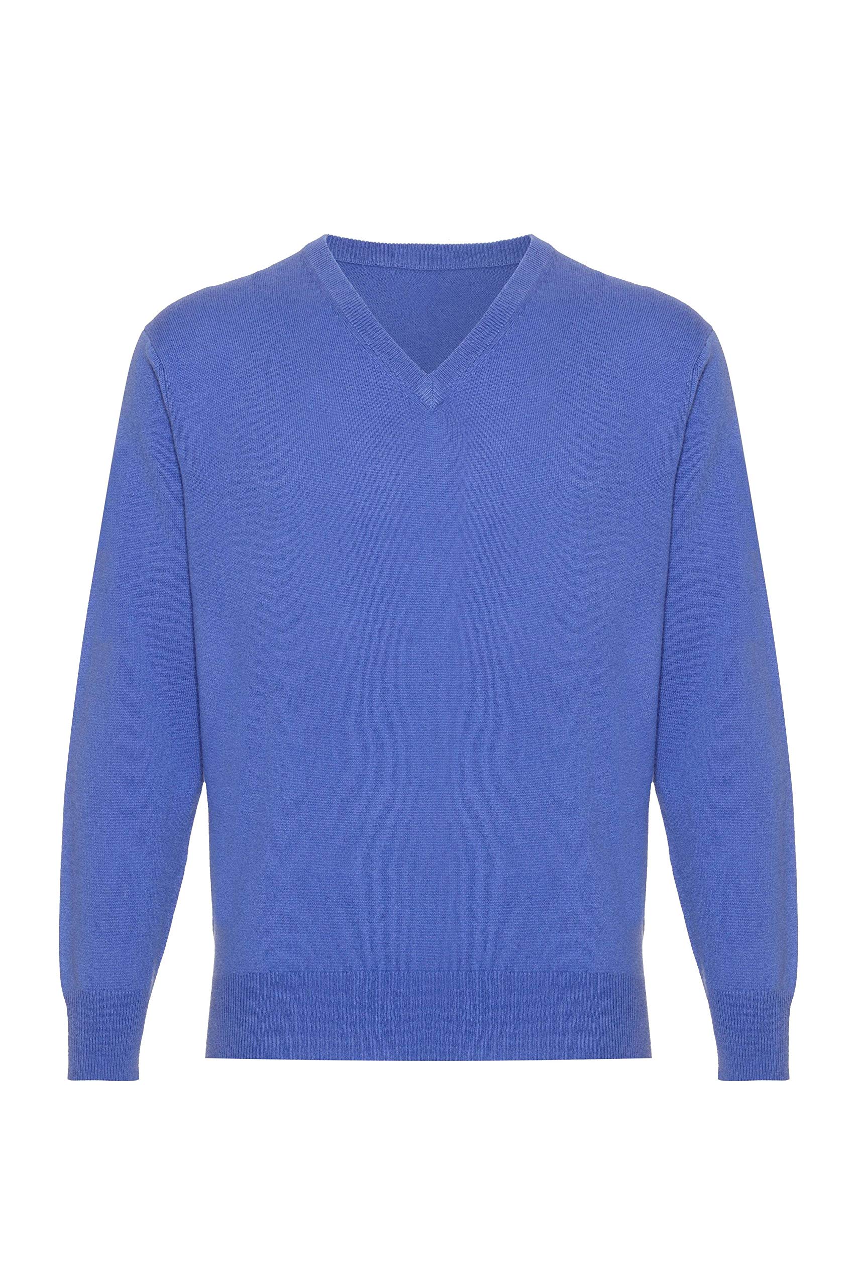 Lona Scott Men's Electric Blue Cashmere V Neck Jumper XXX-Large