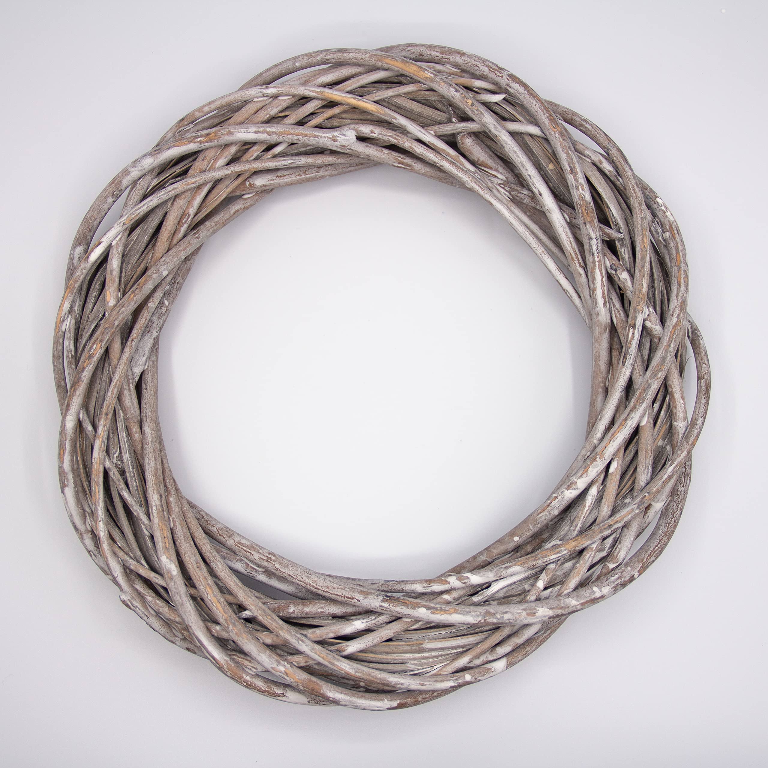 Wicker Wreath Ring 10 Inch Grey Natural Willow for Rustic Cottagecore Door Decor