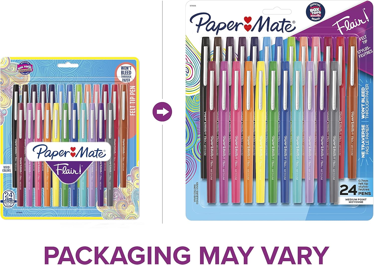 Paper Mate Flair Felt Tip Pens | Medium Point 0.7 Millimeter Marker Pens | Back to School Supplies for Teachers & Students | Assorted Colors, 24 Count : Office Products