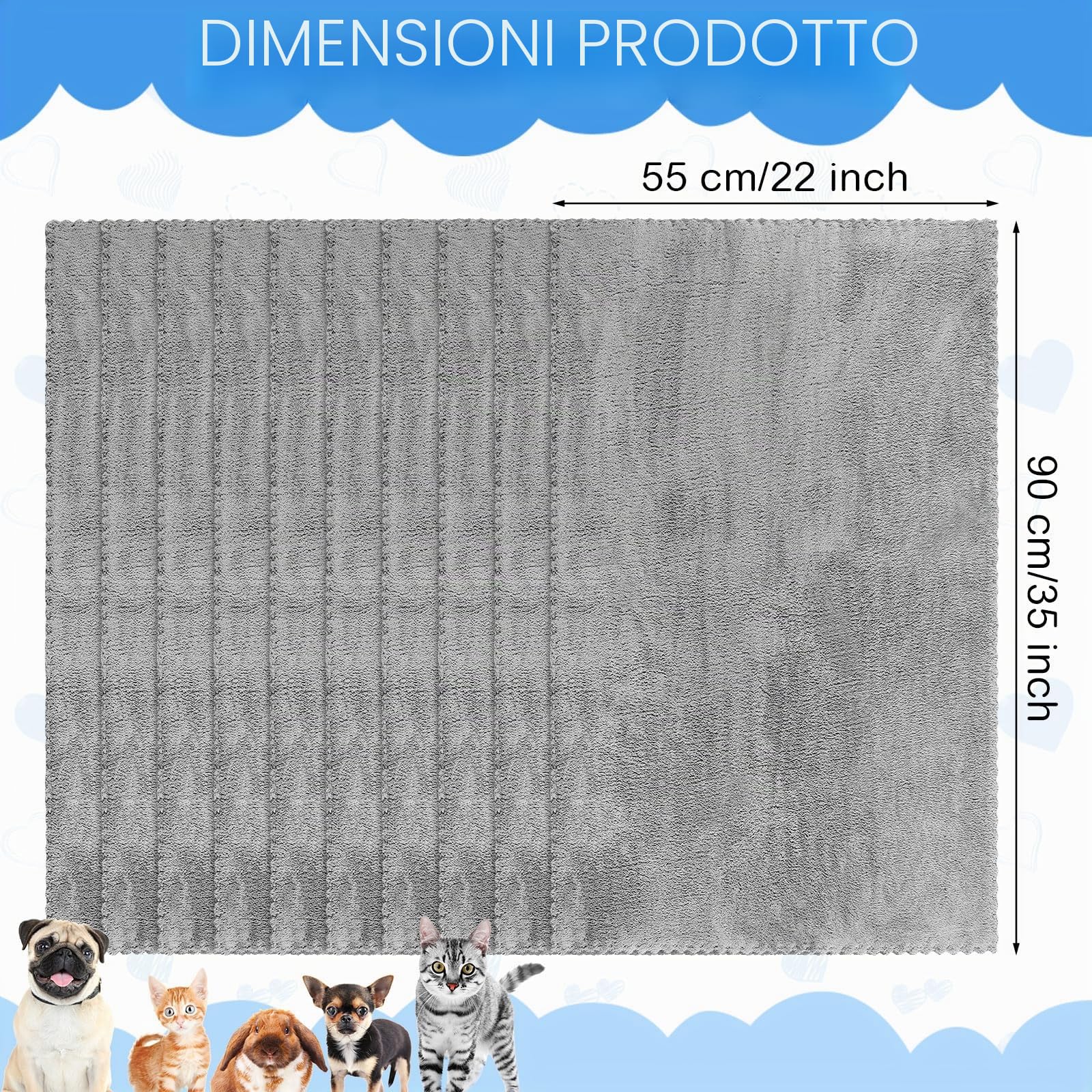 Panelee 10 Tappetini Assorbenti Impermeabili per Pipì di Piccoli Animali Tappeto per Gabbia Porcellini d'India Traversine Lavabili per Dormire Fodera per Coniglio Cavie (Grigio, 35 x 22 Pollici)
