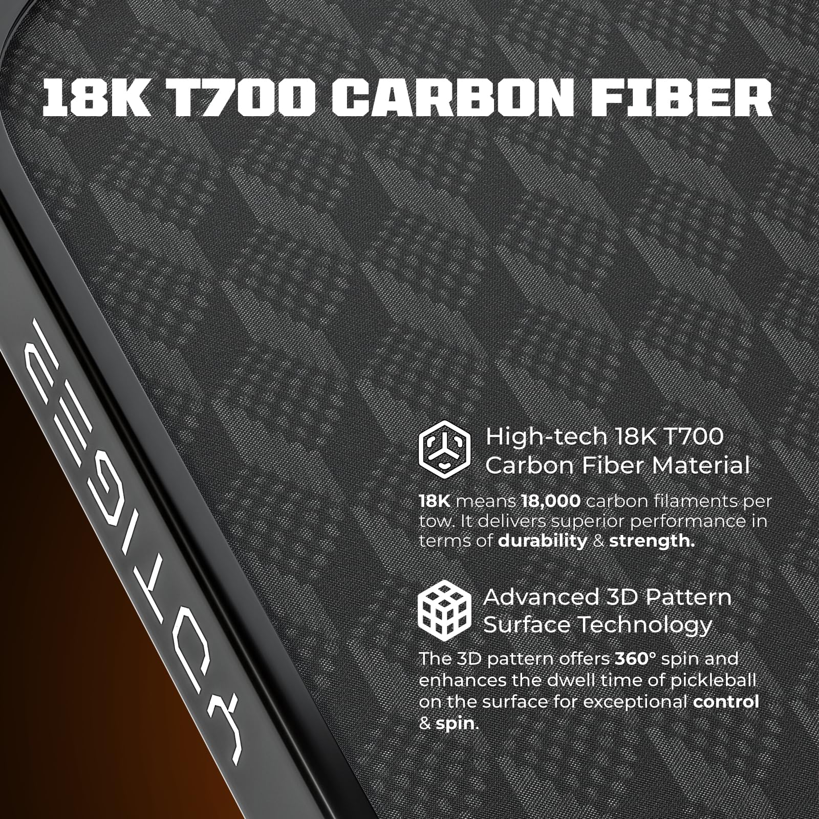 Amazon | Yotiger ピックルボールパドル 18K T700 カーボンファイバー 