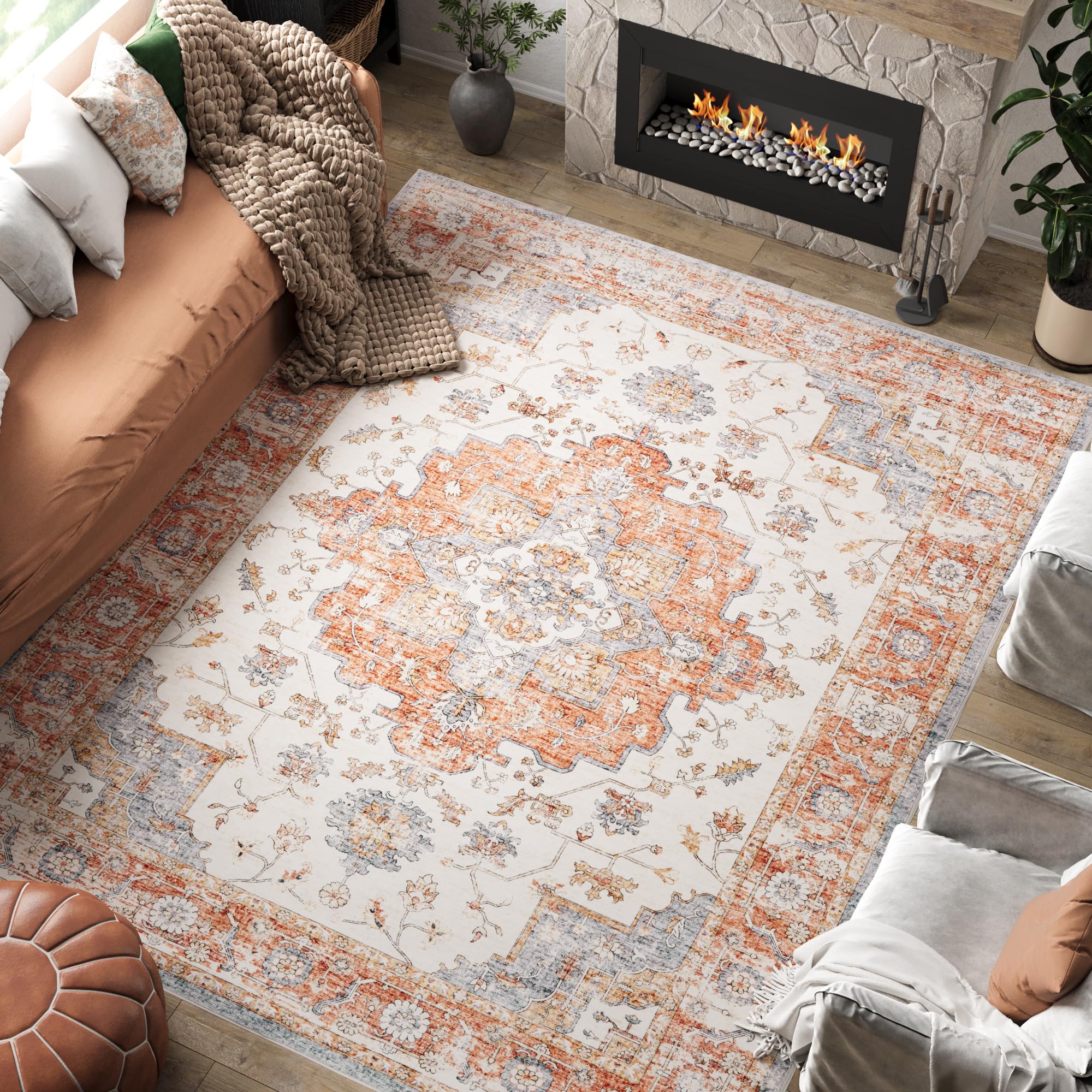 Amazon.com: jinchan Area Rug 6x9 Vintage Washable Living